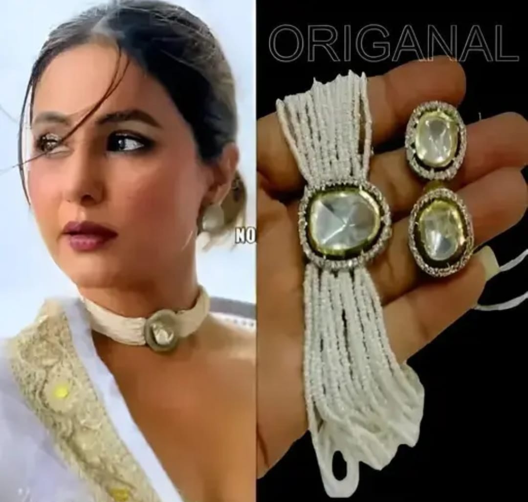 Statement White Pearl Choker Necklace Set with Mirror Stone Center | Trendy Ethnic Jewelry for Girls | Gift for Mother, Sister, Wife, Girlfriend