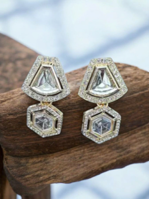 Stunning Kundan Hexagon Necklace Set with Earrings